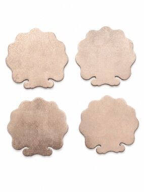 Kim Seybert Rose Gold Metallic Scalloped Coasters – Set of 4 - NEW, NEVER USED